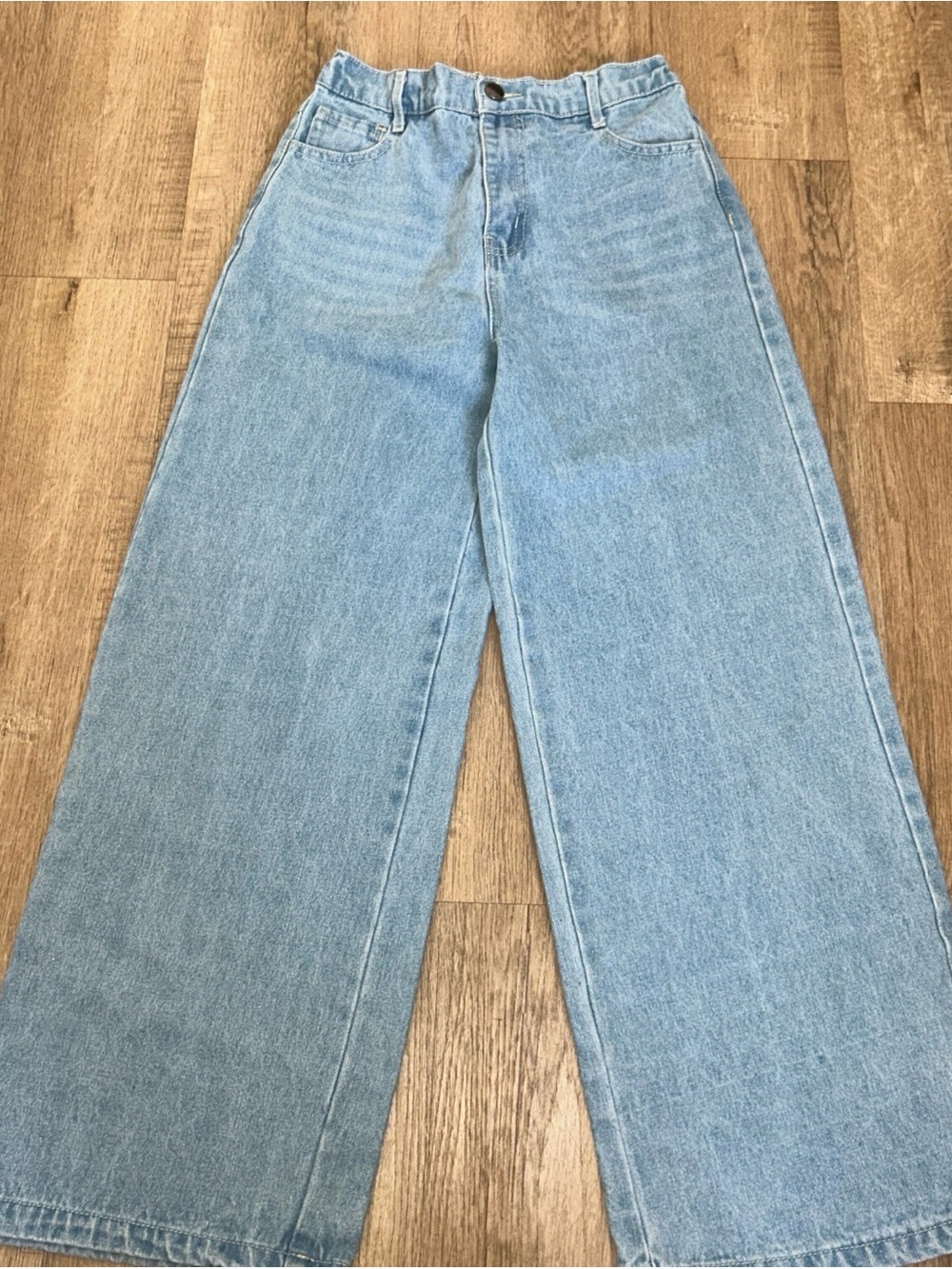 EXARUS Girls Light Wash Wide Leg Baggy Jeans Size 12
